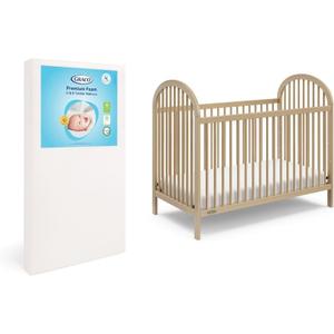 Graco Olivia Convertible Crib and Graco Crib Mattress Bundle, Driftwood