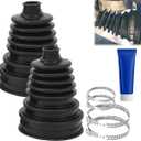 2 CV Boot Kits (Axle Boot Kits) with 4 Stainless Steel Clamps and 1 Grease Tube  Universal CV Joint Boot for Axle Shaft Size 19mm-24mm, Protects CV Axle