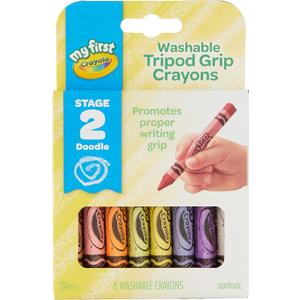 Crayola My First Washable Toddler Crayons, Tripod Grip, Gift, 8 Count, 2 Pack
