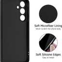 Designed for Samsung Galaxy S25 Plus Case with Card Holder for Women Men Soft Liquid Silicone Cover [Microfiber Lining] Shockproof Slim for Samsung Galaxy S25 Plus Wallet Case Black