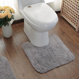 USIX Hand Tufted Cotton Towel-Like Hotel Spa Tub Shower Bath Floor Mat Washable Bath Mats Soft Absorbent Cotton Rug/Non-Rubber Back (Grey,U Shape 19.5x19.5)