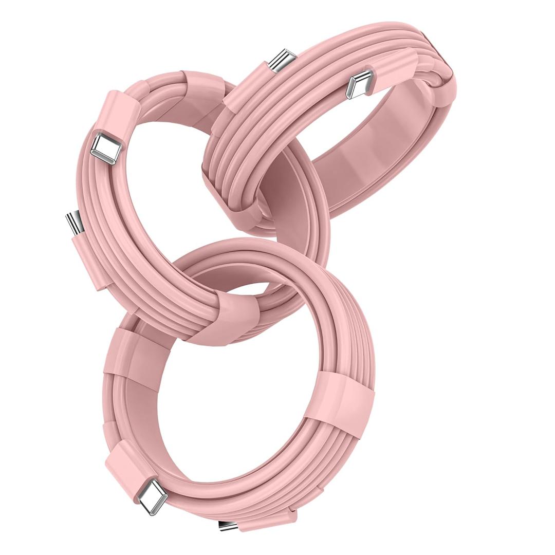 Apple USB C to USB C Charging Cable 3Pack 6ft, USBC Fast Charger Cord, 60W Type-C to Type-C Cable for iPhone 16/15 Pro Max Plus 16E, iPad Air/Pro Pink