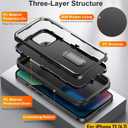 Case is Specially Designed for iPhone 13 6.1 Inch, Full Body Protection Heavy Duty Shock Absorbing 3 in 1 Silicone Rubber Built-in Stand with 2 Tempered Screen Protectors-Black