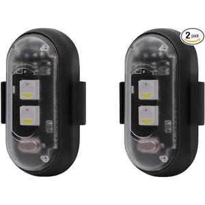 4PCS Wireless LED Strobe Lights with Remote Control, 8 Colors USB Charing Waterproof Anti-Collision Led Emergency Warning Lights for Car Motorcycle Drone Aircraft Bike, Black