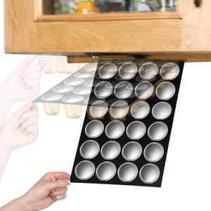 Tioncy Under Cabinet Coffee Cups Holder, 13" x 9" Space-saving Coffee Pods Holder Under Counter Organizer Storage for Small Spaces Counter Bar Accessories(Black,24 Pods)