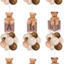 Lenwen 6 Sets Baby Letter Boxes Decorations Table Centerpieces for Baby Shower Gender Reveal, Bear Stuffed Animals Balloon with Stand Plush Toy Boxes for Birthday Party Wedding (Bear, Brown)