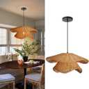 Arturesthome 19.6" Modern Wicker Chandelier Light Fixture Hand Woven Rattan Pendant Lampshade Hanging Lighting for Kitchen Dining Table Entryway Foyer