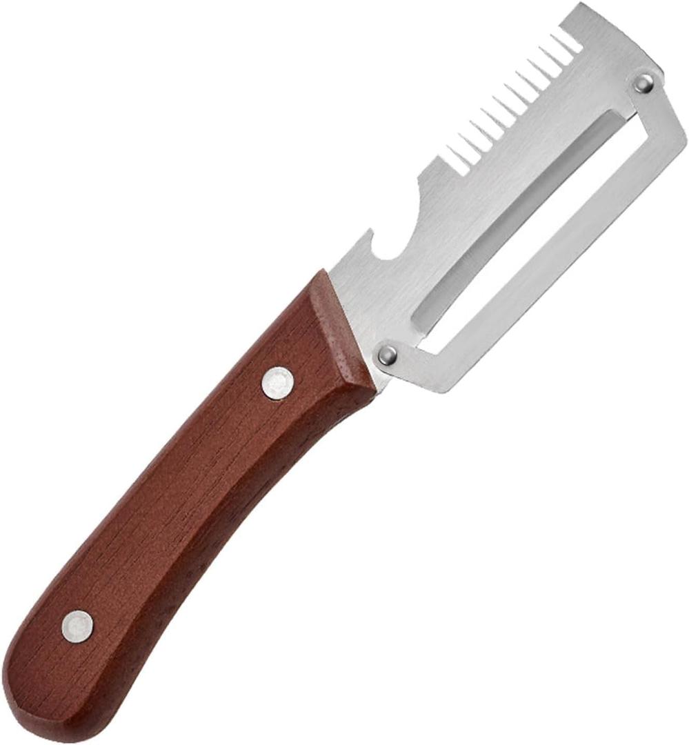 Multifunctional Vegetable Peeler for Kitchen, 2026 New 3 in 1 Stainless Steel Blade with Wooden Handle and Bottle Opener, Ultra-Sharp Kitchen Tool for Fruits and Vegetables