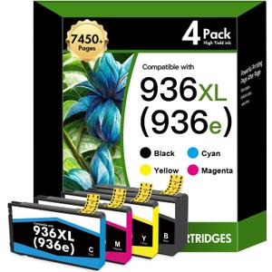 936XL 936 9125e Ink Cartridges Combo Pack: Replacement for HP 936e 936 Ink Cartridges for HP Printers OfficeJet Pro 9125e 9120e 9730e 9130 9135e 9122e 9128e 9110b 9120b 9130b 9130e