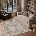3x5 Washable Vintage Area Rug Brown Oriental Soft Entryway Throw Rug Neutral Non Slip Low Pile Small Carpet for Kitchen Bathroom Living Room Bedroom