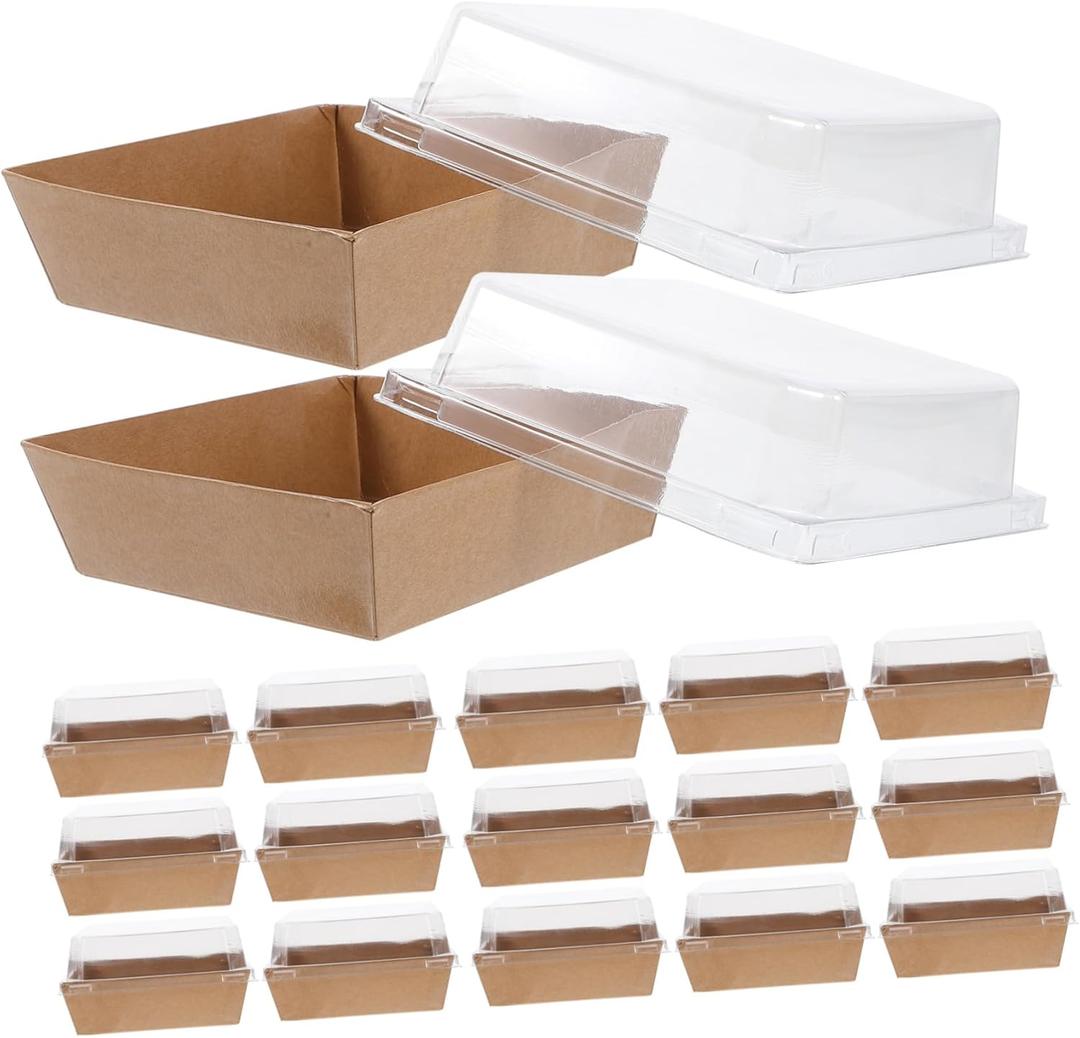 50pcs Multi Use Cake Box Paper Sandwich Packing Container with Lid for Bread Salad Cookies and More for Go Storage and