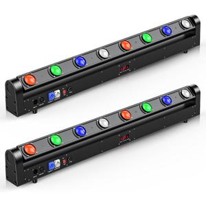 8 Eye LED Beam Wall Washer Lights,120W RGBW 4IN1 Strobe Moving Head DJ Light Bar 180  Tilt DMX and Sound Control Stage Lighting Bar for Party Light dj Disco Lights Wedding Club KTV Live House-2PC