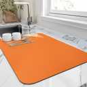 Dish Drying Mat for Kitchen Counter, Heat Resistant Drainer Mats with Non-slip Rubber Backed, Hide Stain Kitchen Super Absorbent Draining Mat, Easy to Clean Dish Rack Pad, Orange 16"x20"
