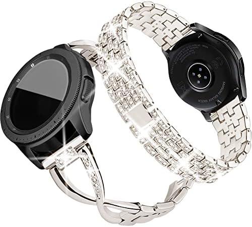 SUPOIX Compatible for Samsung Galaxy Watch 7/Galaxy FE 2024/6 /4/5 40mm 44mm/ 3 41mm/ 42mm/Active 2 Band, 2P 20mm Women Bling Strap (Starlight)