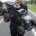 Jiakora Large Size RC Cars, Rock Crawler RC Truck with 2 Rechargeable Batteries, 6 Wheel Remote Control Monster Truck, Durable Metal Body & LED Headlights, Boy Toys for 4-7, 8-12 Kids & Adults