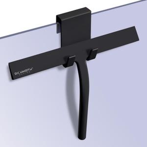Silicone Rubber Blade & Hook Shower Window Squeegee 11" in Width Silicone Car Squeegee Bathroom Squeegee for Shower Squeegee for Shower Doors Car Window (Black)