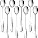 7.5 Inches Stainless Steel Iced Tea Spoons,Set Of 8 Long Stirring Spoons For Coffee,Cocktail,Ice Cream,Long Handle Iced Teaspoons,Latte Spoons For Mixing (Silver)