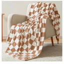Homelike Moment Checkered Blanket Twin Size, Brown Checkerboard Grid Soft Fluffy Fleece Twin Blanket, Fuzzy Cozy Plush for Couch, Comfy Warm Lightweight for Bed (Khaki Cream,60x80'')