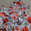 MASCOMODA Summer Maxi Dresses for Women 2025 Casual V Neck Puff Short Sleeve Smocked Flowy Beach Boho Long Floral Dress (Large, F-blue Red Flower)