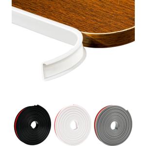 U-Shape White TPE Edge Banding 16.4Ft Self-Adhesive Flexible Edge Trim, Furniture Edge Protector & Countertop Molding (W:1.0'' H:0.2'')