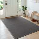 Sunfly 3x5 Washable Area Rug with Non Slip Rubber Backing Dark Grey