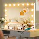 Moonee Vanity Mirror with Lights, Hollywood Lighted Makeup Mirror with 15 Dimmable Bulbs and 10X Magnification, 3 Colors Modes, Aluminum Metal Frame, Light Up Mirror for Tabletop or Wall23" x 18" (White)
