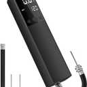 Pumteck Electric Ball Pump, Smart Air Pump Portable Fast Ball Inflation with Precise Pressure Gauge and Digital LCD Display for Football Basketball Volleyball Football (2 Pin and 1 Spout) (Black)