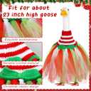 Eccliy Christmas Goose Outfit Set Red White Green Crochet Dresses with Gauze Handmade Xmas Porch Goose Costume for 23 High Cement Plastic Statue Christmas Party Outdoor Patio Yard Lawn Art Decoration