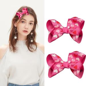 Valentine Hair Bows for Girls Valentines Bows Pink Heart Hair Clips Accessories Pink Bow White Bow Clips Cute Barrettes for Styling Holiday Supplies Party Favors 2Pcs