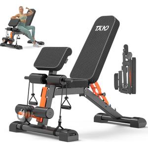 TXMO Adjustable Weight Bench – Foldable 800lbs Workout Bench for Full Body Strength Training, Incline/Decline/Flat Bench Press, Sit-Up Bench with Preacher Curl & Leg Extension for Home Gym