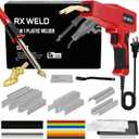 RX WELD Plastic Welder, 2 in 1 Welding Kit Repair Welder Kit 1000PCS Hot Stapler for Car Bumper Cracks, Kayaks, Plastic Toys, Patent Number D1052628 (Red)