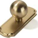 khtumeware 10-Pack Heavy Duty Solid Backplate for Cabinet Knobs Brushed Brass Drawer Knobs with Backplate Suitable for Dresser and Kitchen Cabinet Hardware.