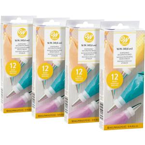 Wilton Disposable Decorating Bags Bundle - Perfect Piping Bags for Cake Decorating, Icing Cookies, Candy Making and Filling, 16-Inch, 12-Count, Pack of 4