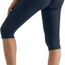 MOOSLOVER Women Hidden Scrunch Butt Lifting Capri Leggings High Waisted Seamless Compression Tummy Control Yoga Pants (Blue, M)