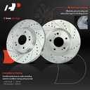 A-Premium 12.00 inch (305mm) Front Drilled and Slotted Disc Brake Rotors + Ceramic Pads Kit Compatible with Select Hyundai and Kia Models - Sonata 2015-2019, Kona Electric, Optima, Niro EV, 6-PC Set