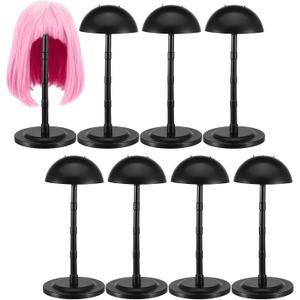 8pcs Wig Stands Wig Head Holders,13.8 Inches Portable Hat Display Stand Travel Wig Holder for Styling Non Slip Stable DIY Practice Hat Holder(Black)
