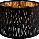 GO&SO Black Lamp Shades For Table Lamps, 13" Top x 13" Bottom x 10" High(Spider), Industrial Etching Vertical Stripe Medium Drum Lampshades, Replacement Living Room Floor Lamp Shade, Assembly Required