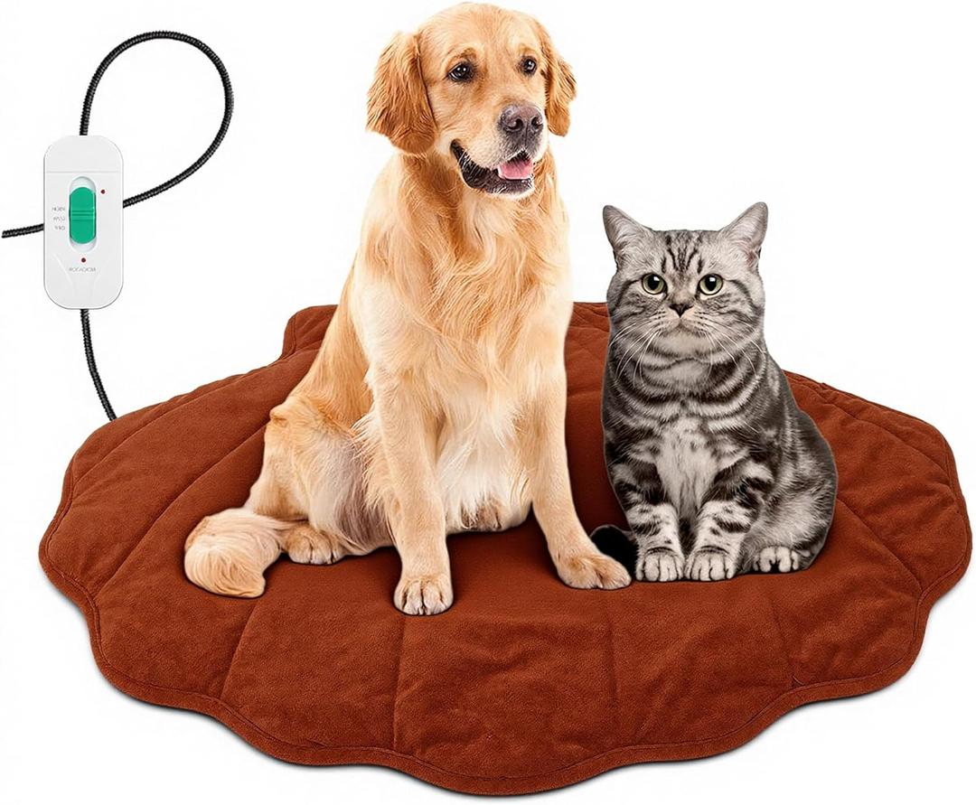 Red Shell shaped Dog heating pad (47"x36"), Obtained FCC and UL Dual Certification, Waterproof, Adjustable Temperature, Machine Washable,for Indoor/Outdoor Use, Suitable for Pets of All Ages (Large)