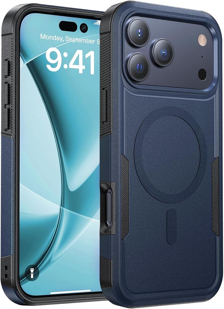 Magnetic for iPhone 17 Pro Case Military-Grade Shockproof, Rugged Phone Case, Heavy Duty Protection [Compatible with MagSafe] Anti-Fingerprint Cover for iPhone 17Pro Case 6.3", Blue