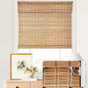 LazBlinds No Drill Cordless Bamboo Roman Shades, 22.5" W × 64" H, Brown