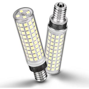 E12 100w LED Candelabra Bulbs Replacement C7, 6000K Daylight Bright Cool White, 1200 Lumen T6 E12 12W LED Candle Bulbs for Ceiling Fan Chandelier Pendant Lighting Salt Lamp, Non-dimmable, 2 Pack