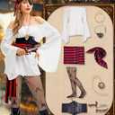 Halloween Costumes Woman -[9 in 1 Pack] Pirate Costume Set for Women with Pirate Accessories [Pirate Dress] (Medium)