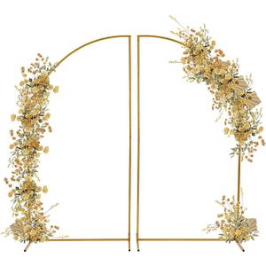 Gold Metal Arch Backdrop Stand, 6FT Set of 2 Wedding Arch Stand Backdrop, Arched Frame Plant Stand for Wedding Ceremony Birthday Party Photo Background Decoration