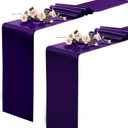 KKJIAF 2 Pack Purple Table Runners 12 x 108 Inch, Rectangular Smooth Satin Silk Table Runner for Wedding, Banquet, Birthday Party Decoration