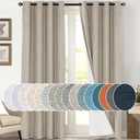 PrinceDeco 100% Blackout Curtains 108 Inches Long 2 Panels Set Black Out Linen Curtains for Bedroom Living Room Thermal Insulated with White Liner Extra Long Curtains for Windows(52x108 inch,Stone)