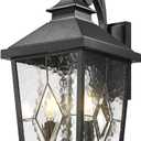 Emliviar 22.4" Large Outdoor Wall Light, Matte Black Exterior Lighting Fixtures with Water Glass Shade, Outside Wall Lantern with E12 Bulb Base, WE301BM-SD BK