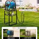 VEVOR Freestanding Garden Hose Reel, Holds 200 Feet of 5/8-inch Hose, Wall Mount or Ground Mount, Detachable Holder Stand with Storage Rack, 5 ft Leader Hose, Brass Fitting, 4 Spikes, for Backyards