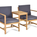 3-in-1 Acacia Wood Loveseat with Separable Coffee Table 