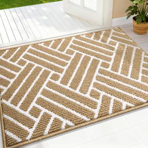 OLANLY Indoor Door Mat, 36x24 Inch, Dirt Resistant and Absorbent, Non-Slip Rubber Backing Floor Mats, Easy Clean Low-Profile Doormat for Entryway, Front Door, and Inside Entrance, Beige