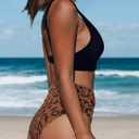 Hilinker Women's Leopard Bikini Swimsuits V Neck High Waisted 2 Piece Bathing Suits (M)